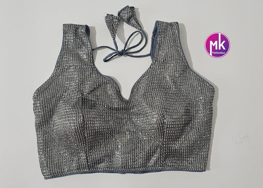 Readymade Sleeveless (Sleeve cloth inside) Saree Blouse/Lehenga Blouse - Shiny Silk fabric Blouses - Size 36" - MK Fashionkart