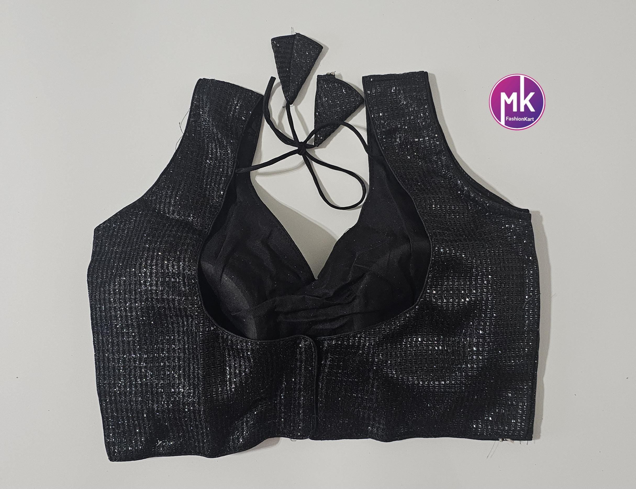 Readymade Sleeveless (Sleeve cloth inside) Saree Blouse/Lehenga Blouse - Shiny Silk fabric Blouses - Size 36" - MK Fashionkart