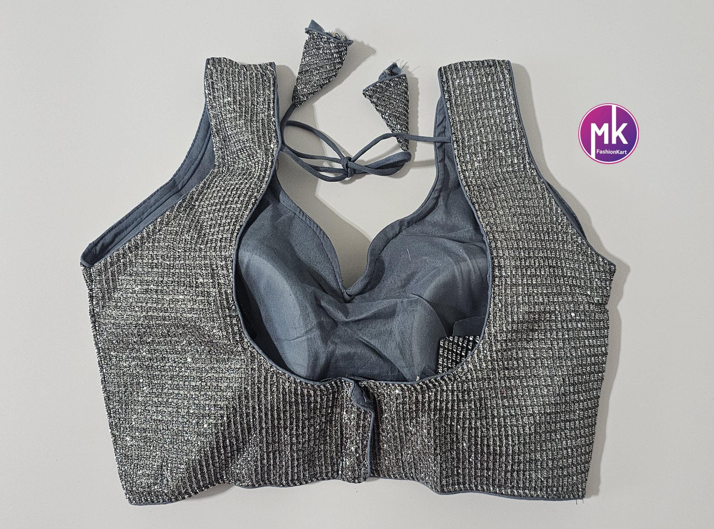 Readymade Sleeveless (Sleeve cloth inside) Saree Blouse/Lehenga Blouse - Shiny Silk fabric Blouses - Size 36" - MK Fashionkart