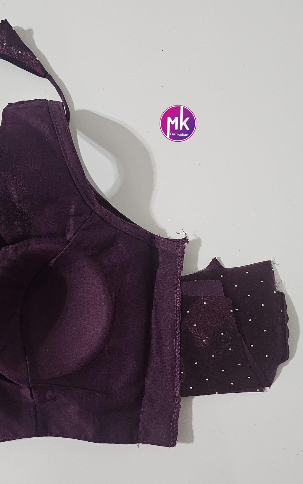 Readymade Sleeveless (Sleeve cloth inside) Saree Blouse/Lehenga Blouse - Burbery Syroski fabric Blouses - Size 38" - MK Fashionkart