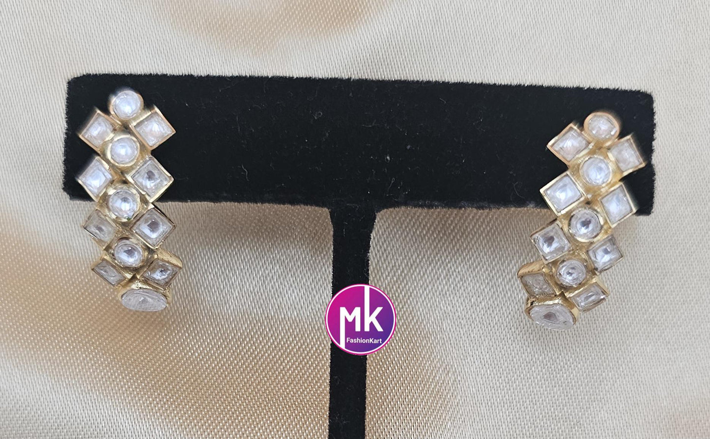 Celebrity style Moissanite stone Earrings - Sabyasachi type Earrings - Wedding Studs - Bridal Studs - Gold stone Studs - MK Fashionkart