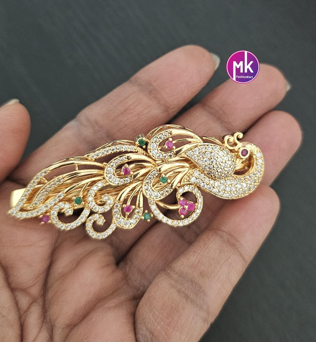 Peacock design Premium Quality AD stone Hair Clip/Hair Accessories/Party Hair Clip - Wedding Hair clip - MK Fashionkart - Fashion Jewelry