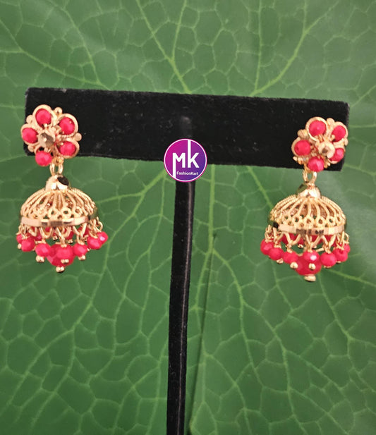 Mom and Daughter Gold finish cute Jhumka with hanging beads - MK Fashionkart - Fashion Jewelry
