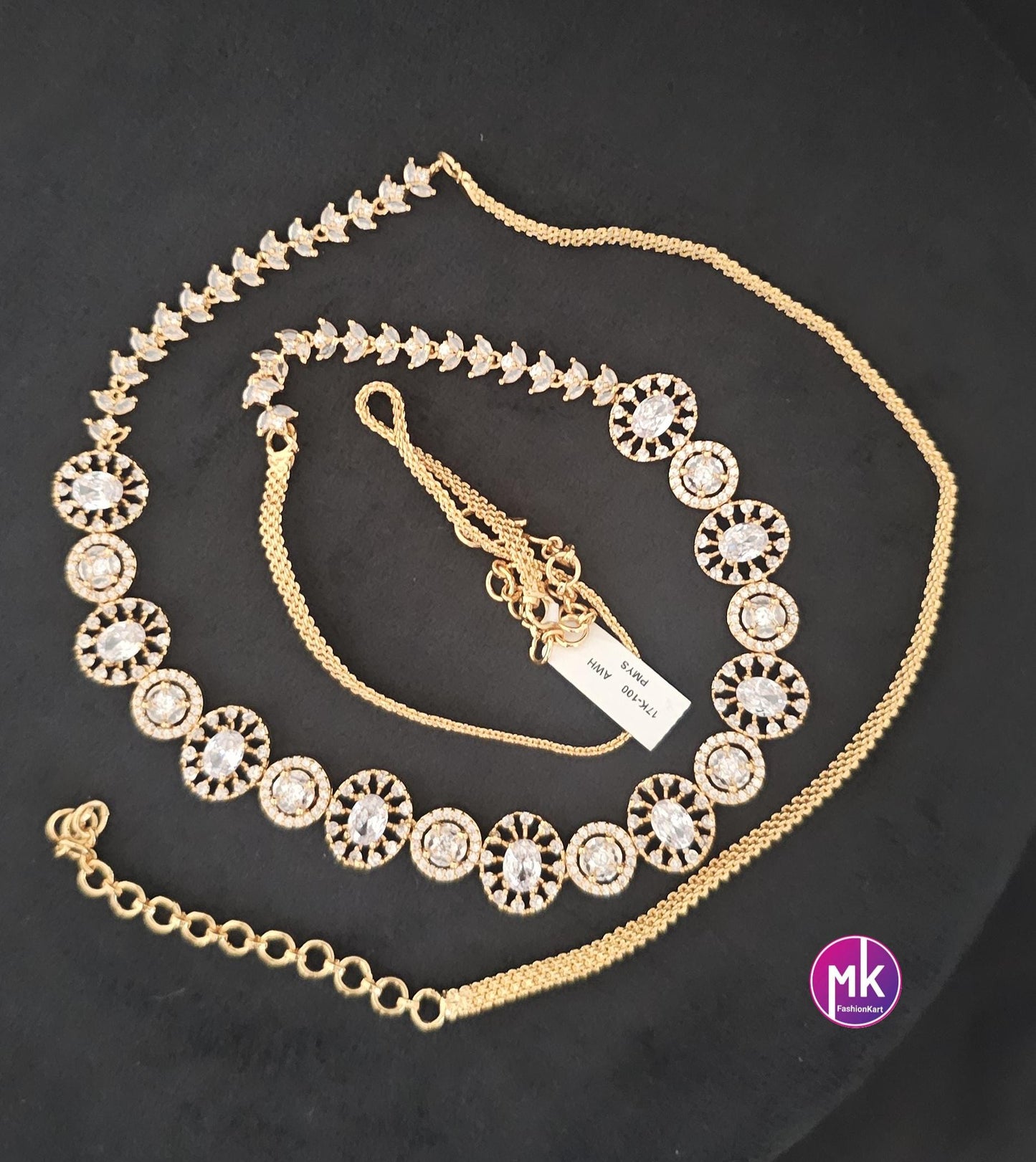 Premium Quality Gold finish with AD stones Hip Chain - Vaddanam-Kamarbandh-Kamarpatta-Waist belt-Hip belt - Belly chain - MK Fashionkart