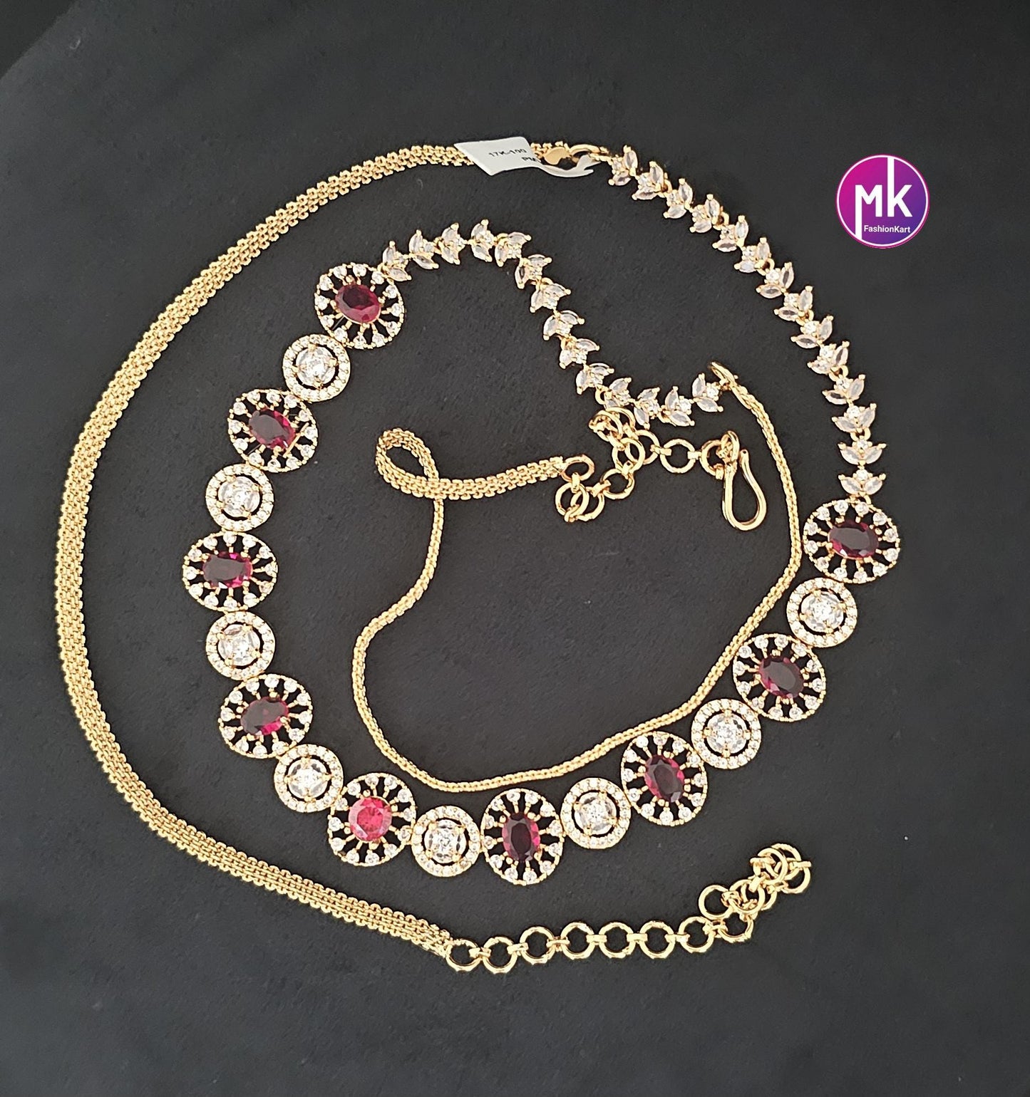 Premium Quality Gold finish with AD stones Hip Chain - Vaddanam-Kamarbandh-Kamarpatta-Waist belt-Hip belt - Belly chain - MK Fashionkart
