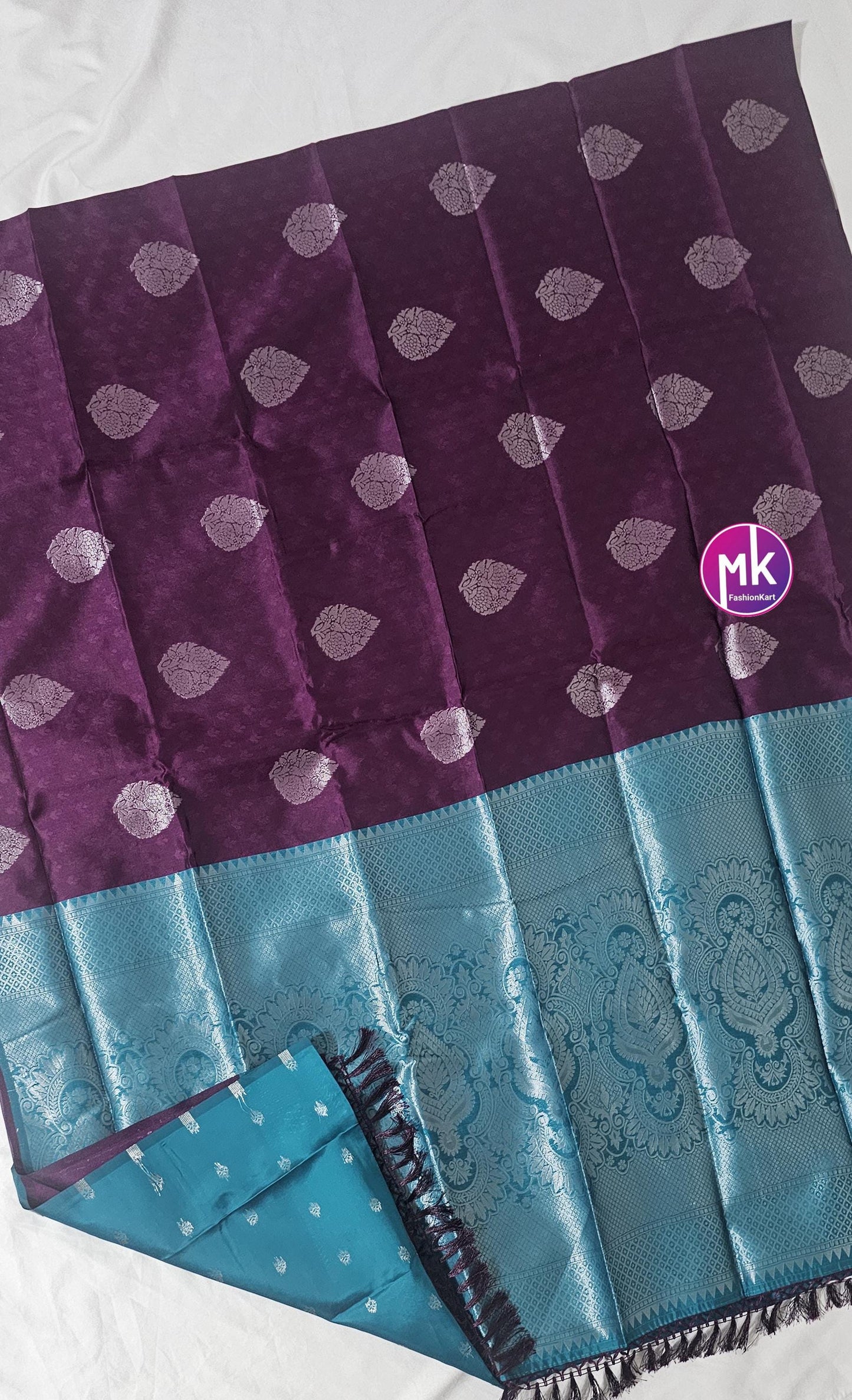 Soft Silk Fancy Saree - Exclusive soft silk kanchipuram designs - Saree w running blouse - Vibrant Color Combination Sarees - MK Fashionkart