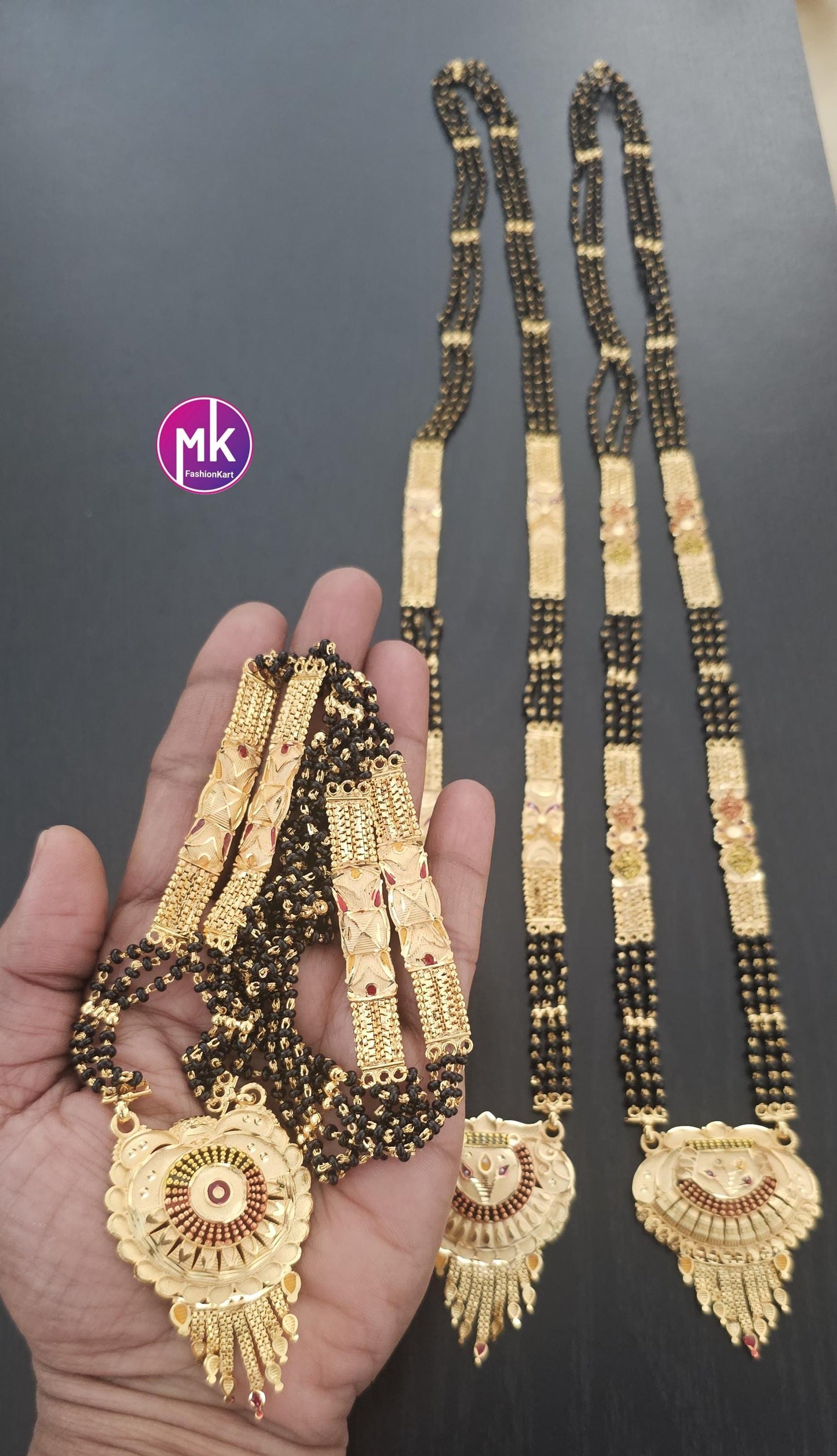 Gold finish Mangalsutra long chain - MK Fashionkart - Indian Fashion Jewelry - Indian Jewelry