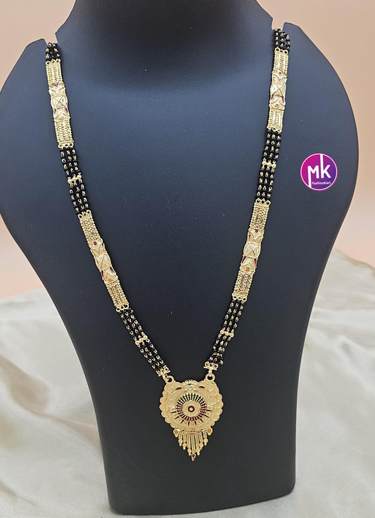Gold finish Mangalsutra long chain - MK Fashionkart - Indian Fashion Jewelry - Indian Jewelry