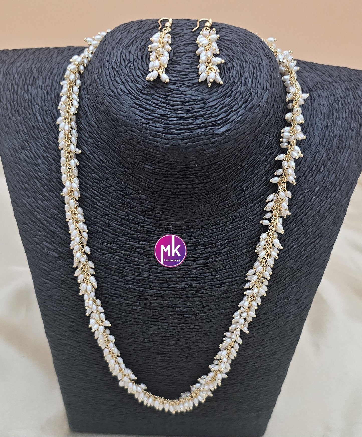 Fashion pearl Cluster chain with matching Cute Earrings - MK Fashionkart - Fashion Jewelry