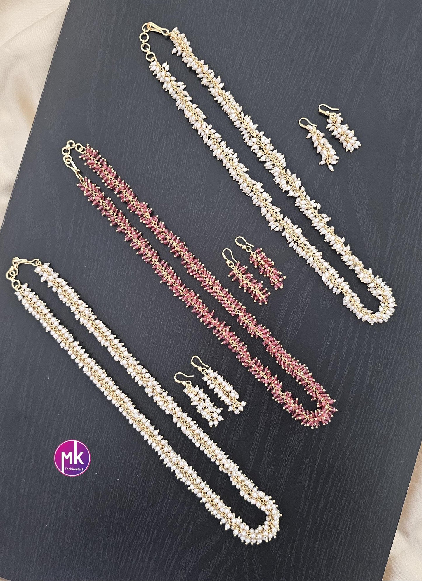Fashion pearl Cluster chain with matching Cute Earrings - MK Fashionkart - Fashion Jewelry