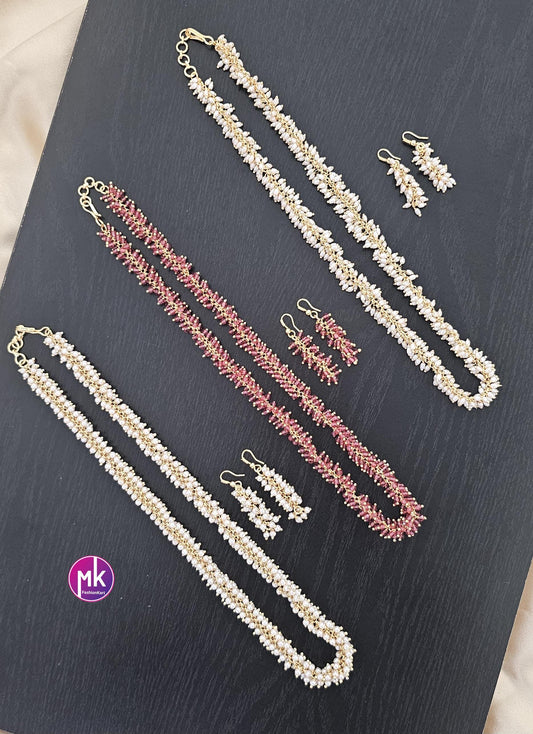 Fashion pearl Cluster chain with matching Cute Earrings - MK Fashionkart - Fashion Jewelry