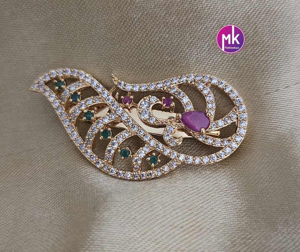 Premium Quality AD stone Multi-color Saree/Lehenga/Dress Pin - Wedding Dress pin - MK Fashionkart - Indian Fashion Jewelry