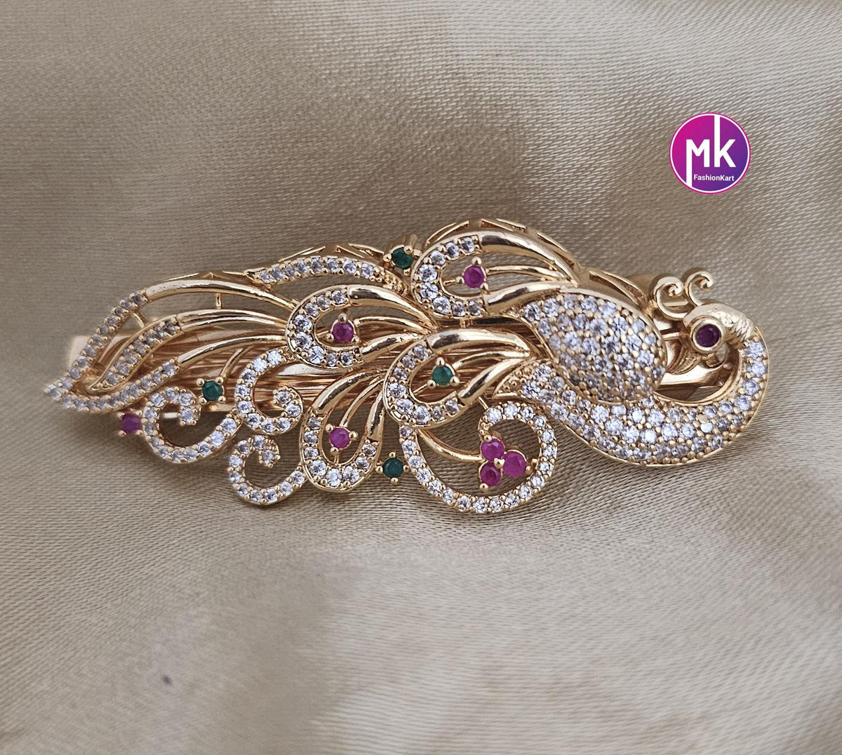 Peacock design Premium Quality AD stone Hair Clip/Hair Accessories/Party Hair Clip - Wedding Hair clip - MK Fashionkart - Fashion Jewelry