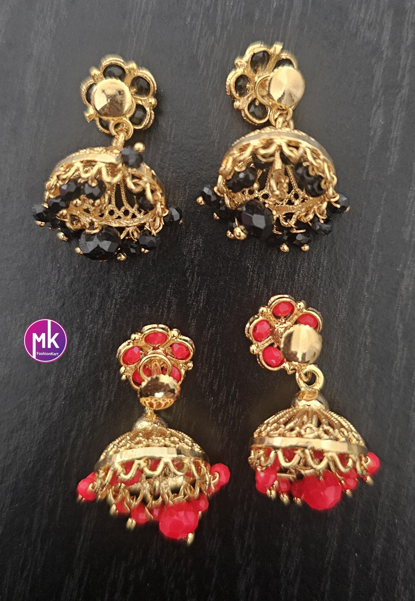 Mom and Daughter Gold finish cute Jhumka with hanging beads - MK Fashionkart - Fashion Jewelry
