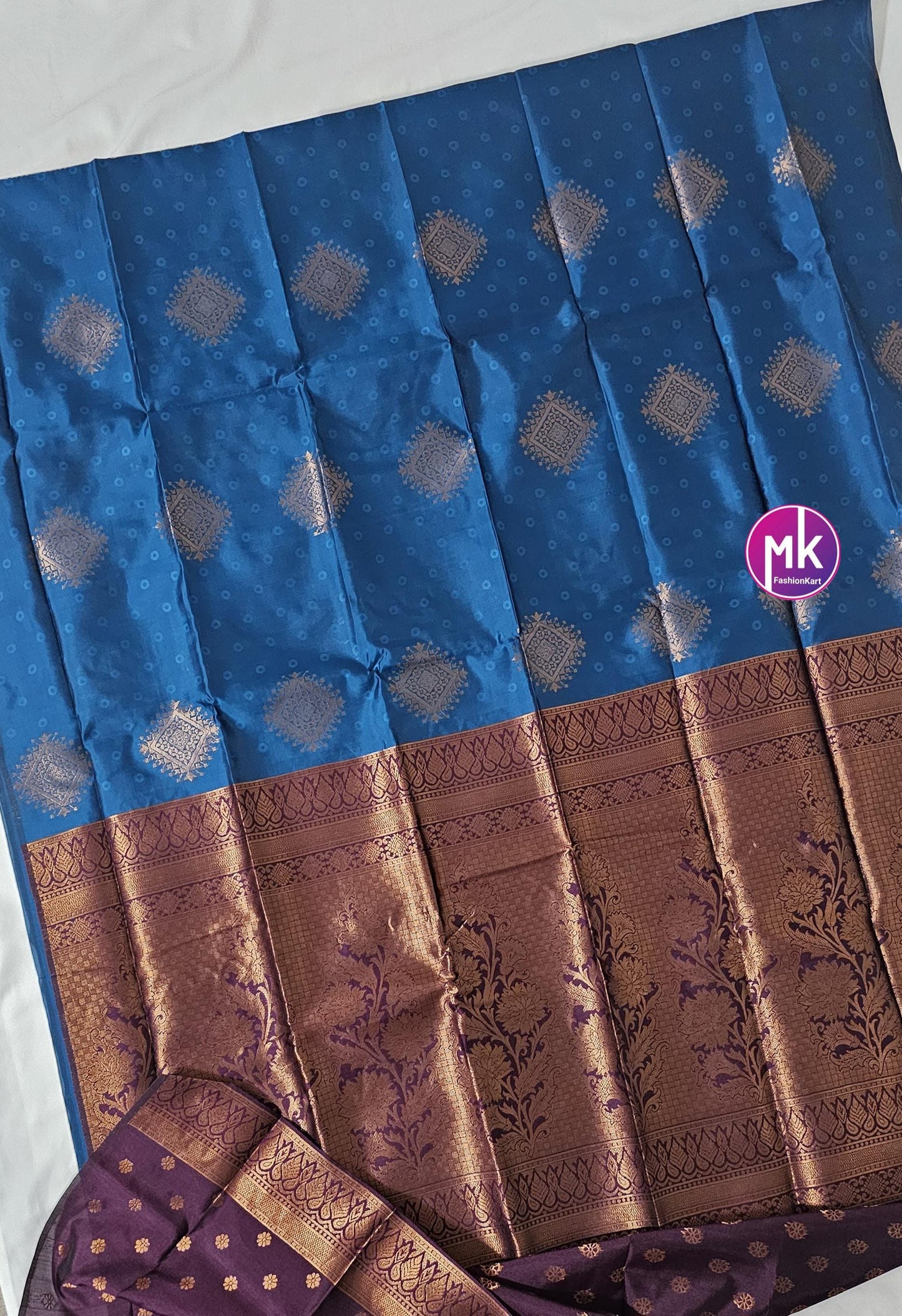 Soft Silk Fancy Saree - Exclusive soft silk kanchipuram designs - Saree w running blouse - Vibrant Color Combination Sarees - MK Fashionkart