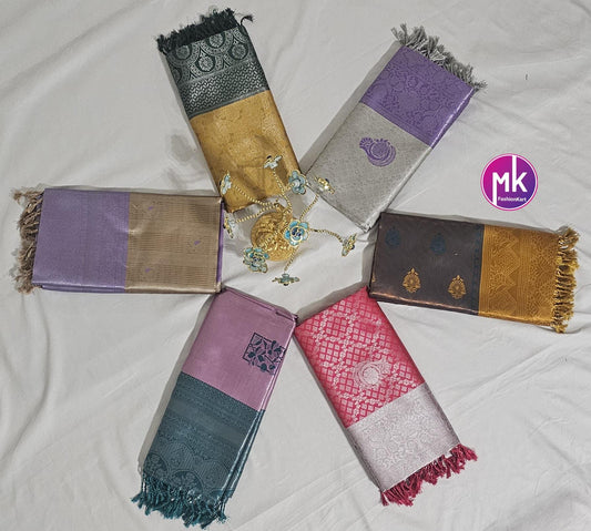 Vibrant Color Fancy Art Silk Saree - Exclusive Fancy art kanchipuram designs Sarees - Saree w running blouse -  MK Fashionkart