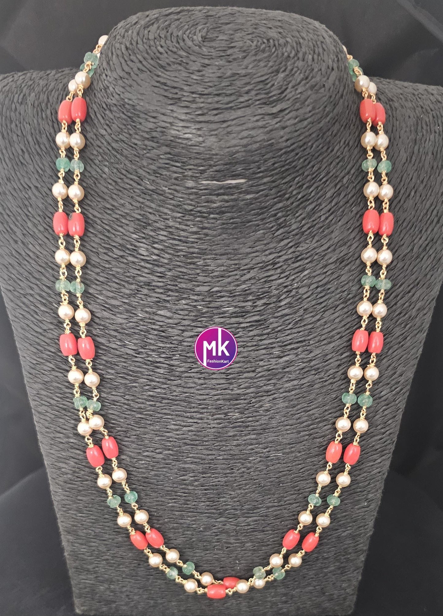 Fusion Hyderabad Pearl and semi precious bead mala - Fashion Jewelry - MK Fashionkart