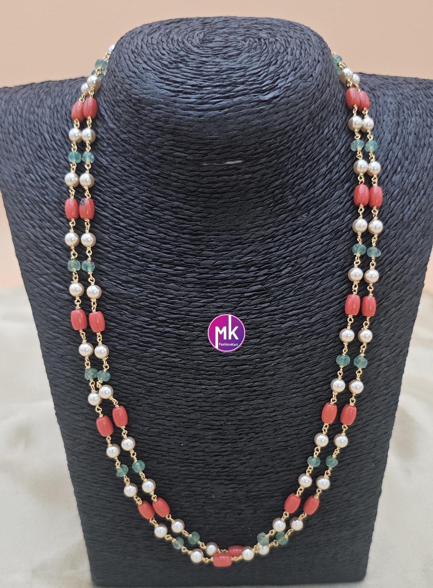 Fusion Hyderabad Pearl and semi precious bead mala - Fashion Jewelry - MK Fashionkart
