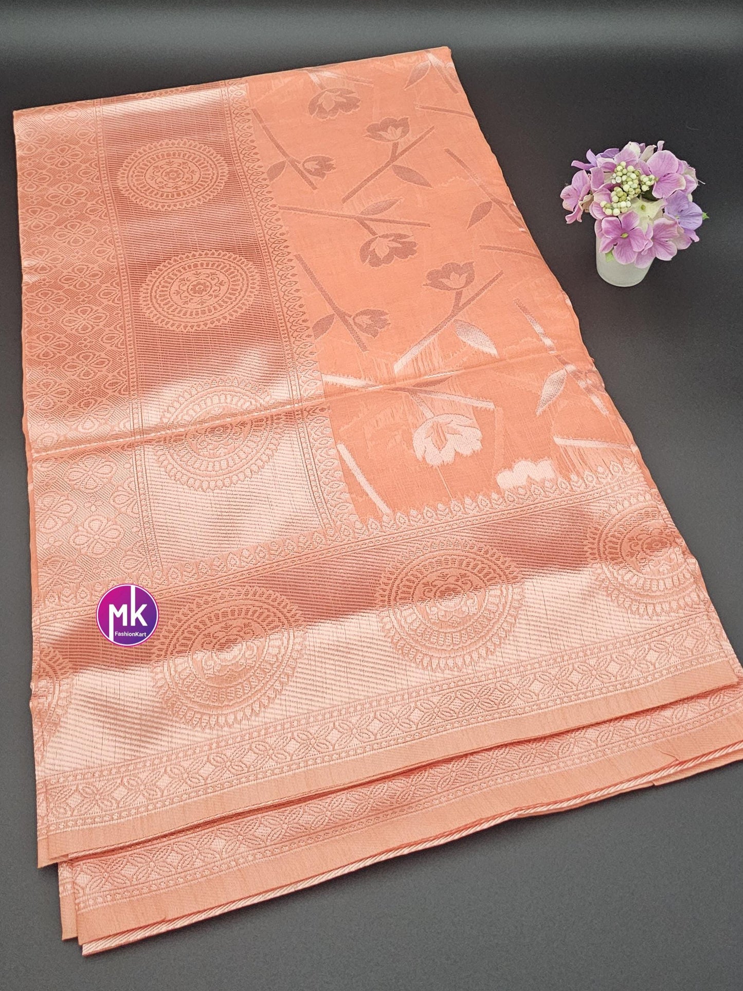 Floral Design Soft Tissue Saree - Beautiful Floral design Sarees - Saree with running blouse - Partywear Saree - MK Fashionkart