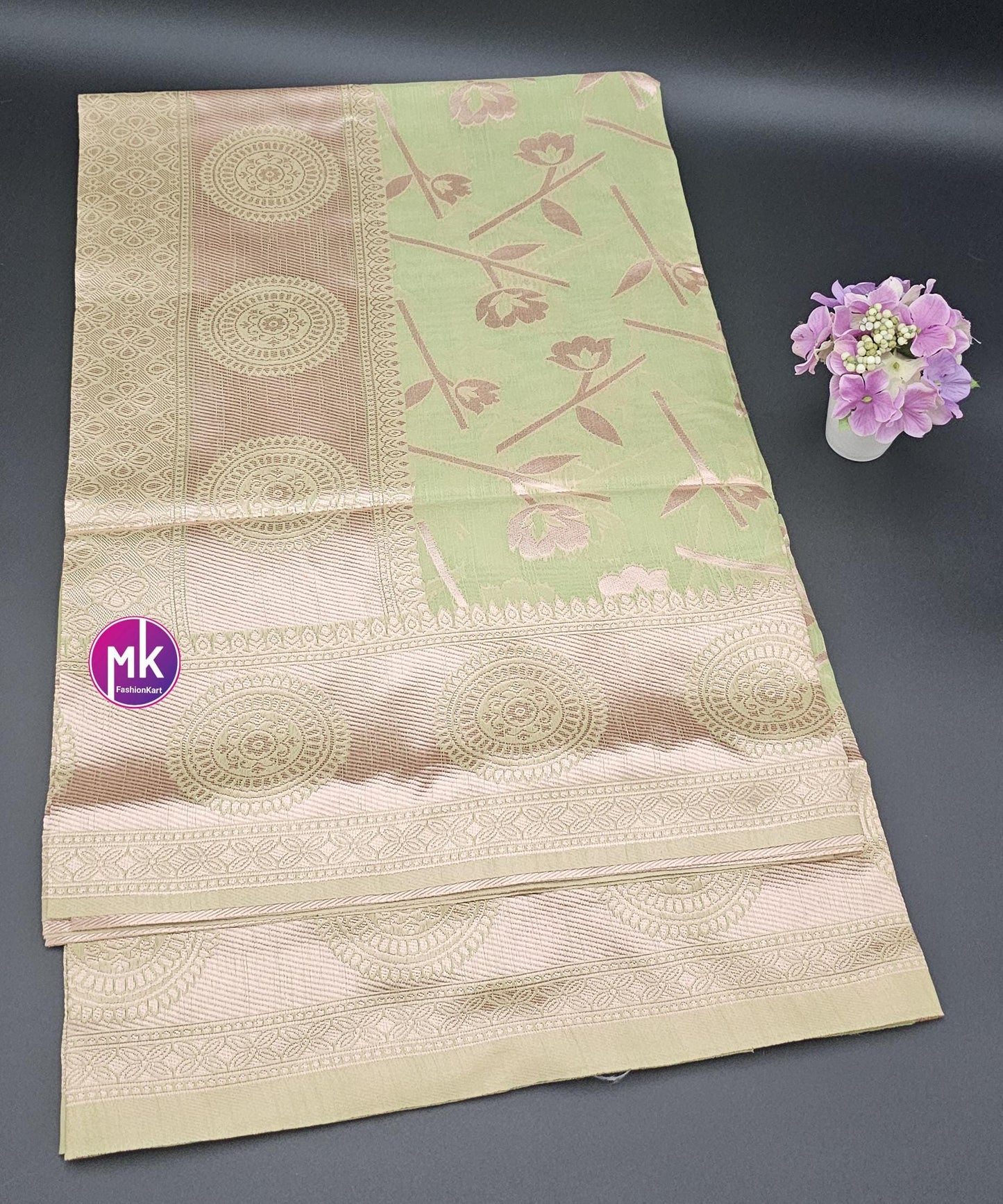 Floral Design Soft Tissue Saree - Beautiful Floral design Sarees - Saree with running blouse - Partywear Saree - MK Fashionkart