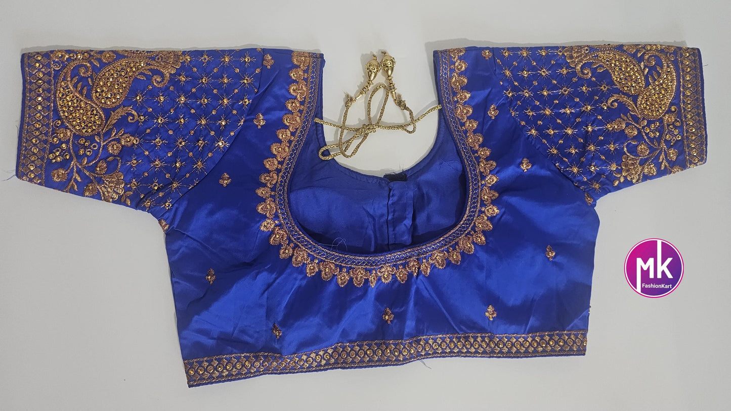 Readymade Saree Blouse - Soft Silk Embroidery Blouses for Saree/Lehenga - Size 38" and 40" - MK Fashionkart