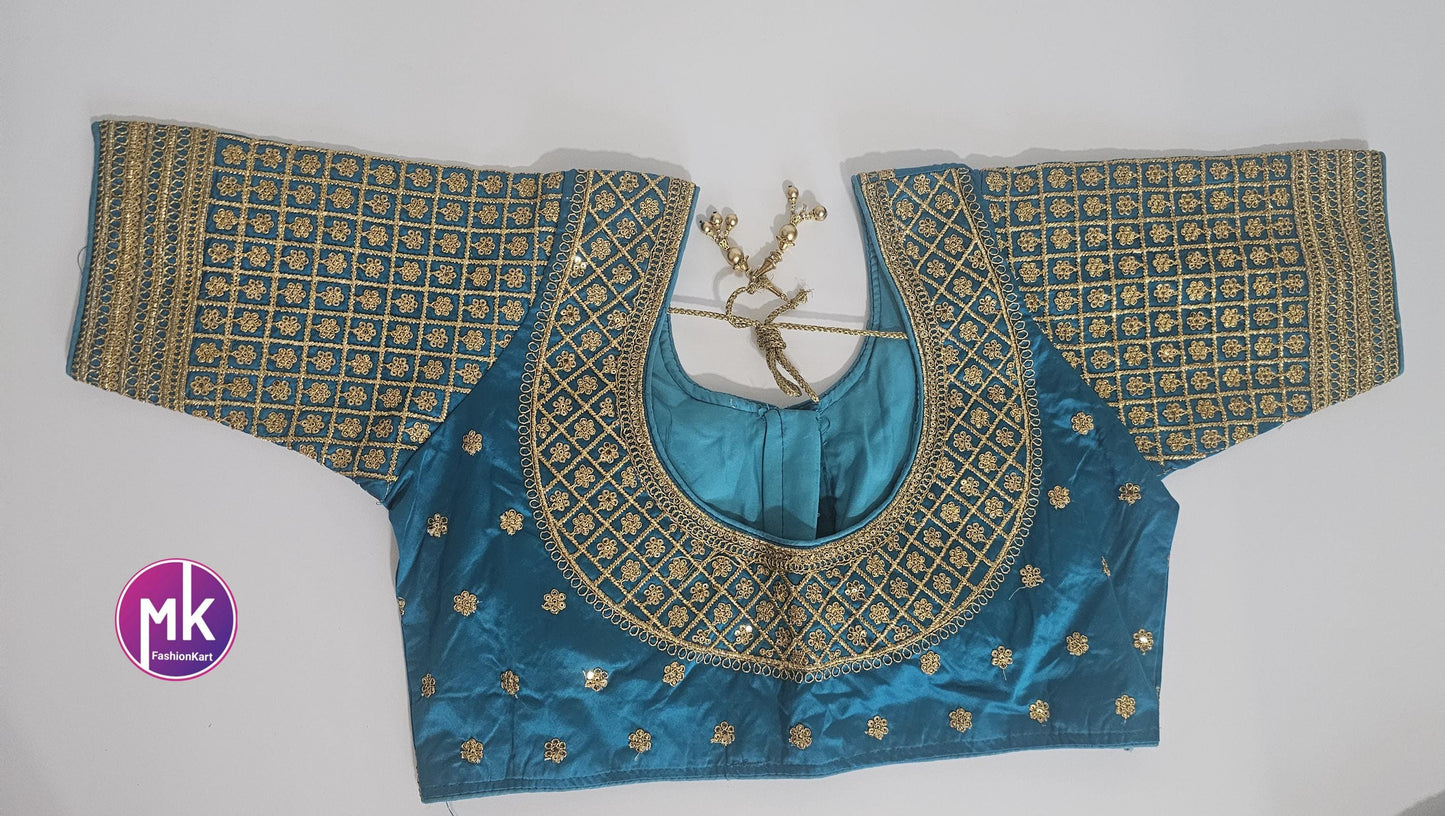 Readymade Saree Blouse - Soft Silk Embroidery Blouses for Saree/Lehenga - Size 40" - MK Fashionkart