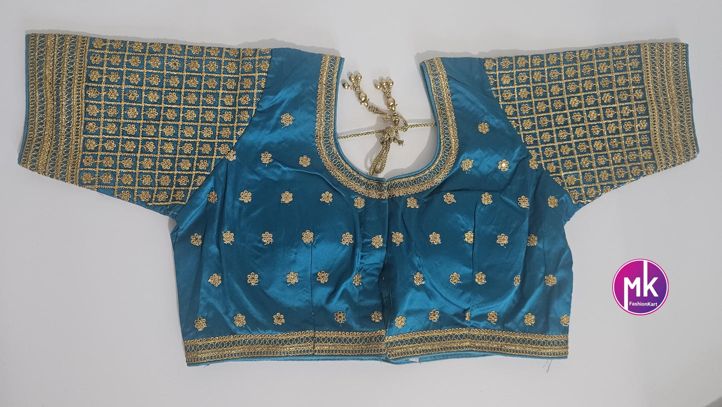 Readymade Saree Blouse - Soft Silk Embroidery Blouses for Saree/Lehenga - Size 40" - MK Fashionkart