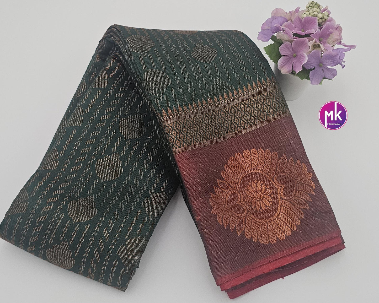 Traditionally designed Silk cotton sarees with Running blouse - Saree with running blouse - Partywear Saree - MK Fashionkart
