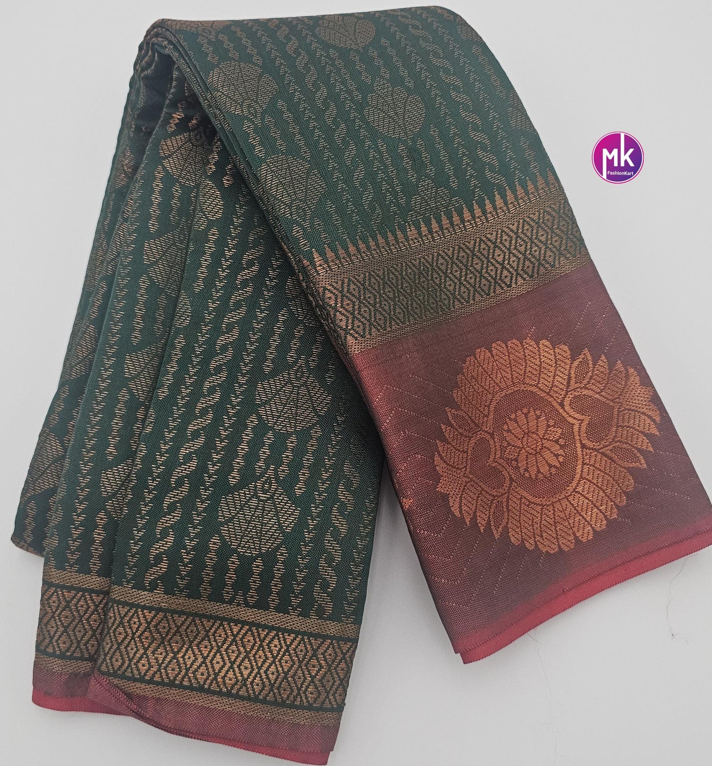 Traditionally designed Silk cotton sarees with Running blouse - Saree with running blouse - Partywear Saree - MK Fashionkart