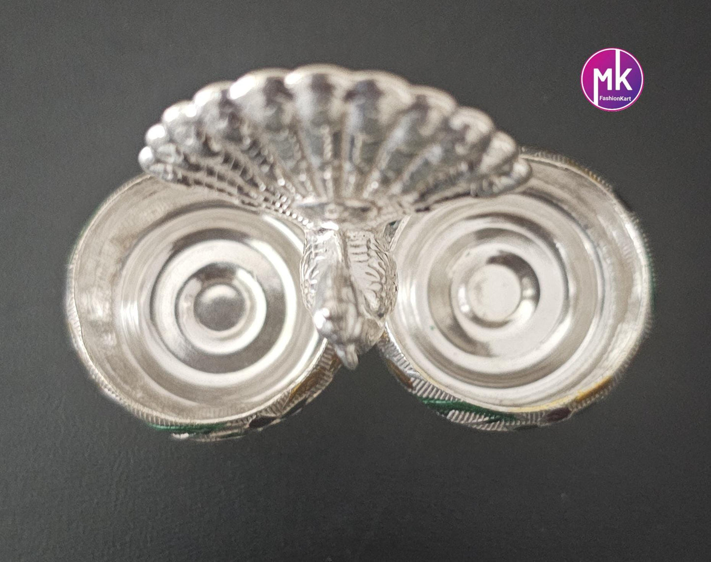Peacock design German Silver Meenakari work Haldi Kumkum holder for House warming Gift, Pooja return gift - MK Fashionkart