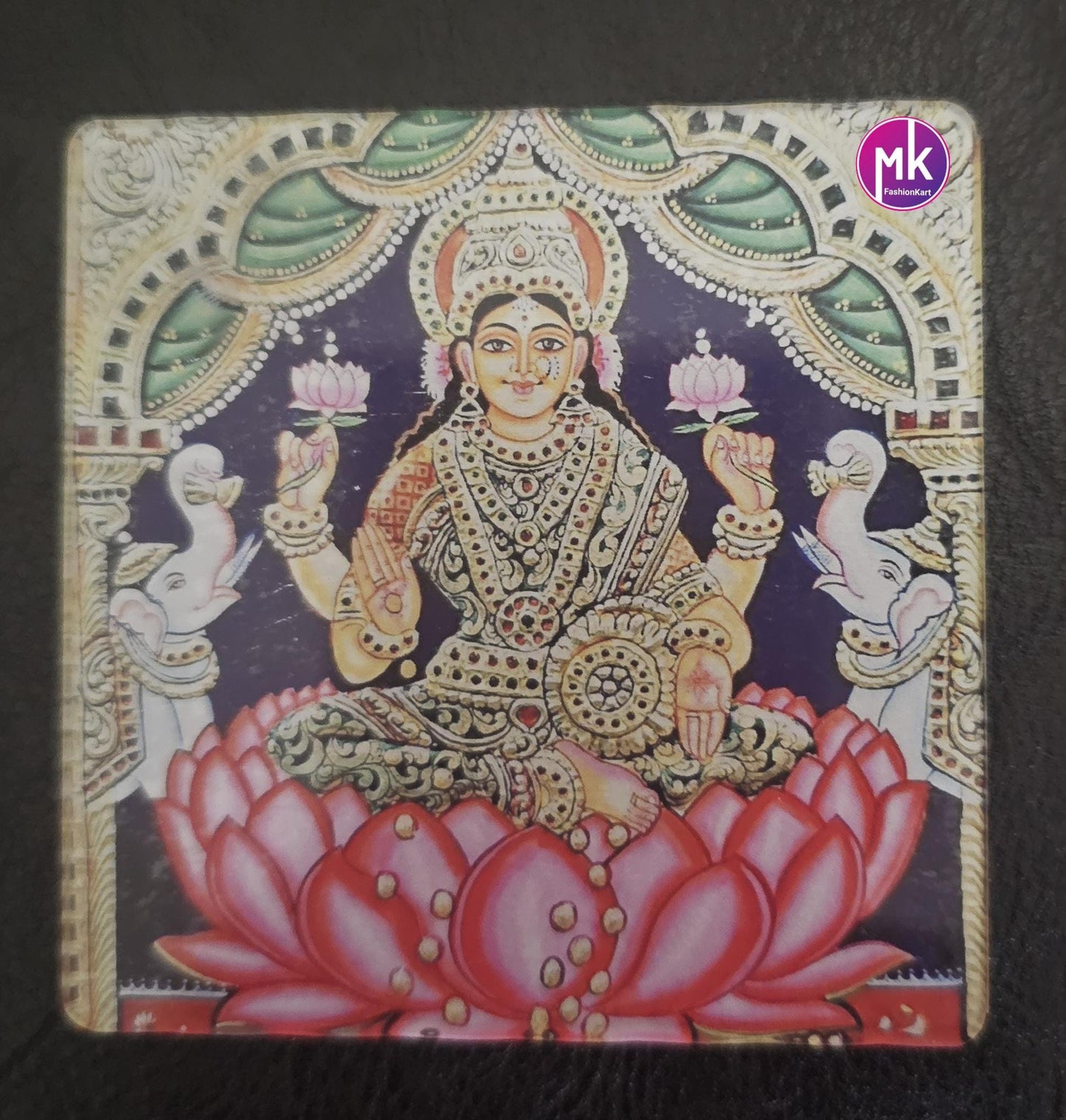 Modern Art lord Ganesa/Tanjavur picture of Goddess Gaja Lakshmi Acrylic Fridge magnet House warming Gift, Pooja return gift - MK Fashionkart