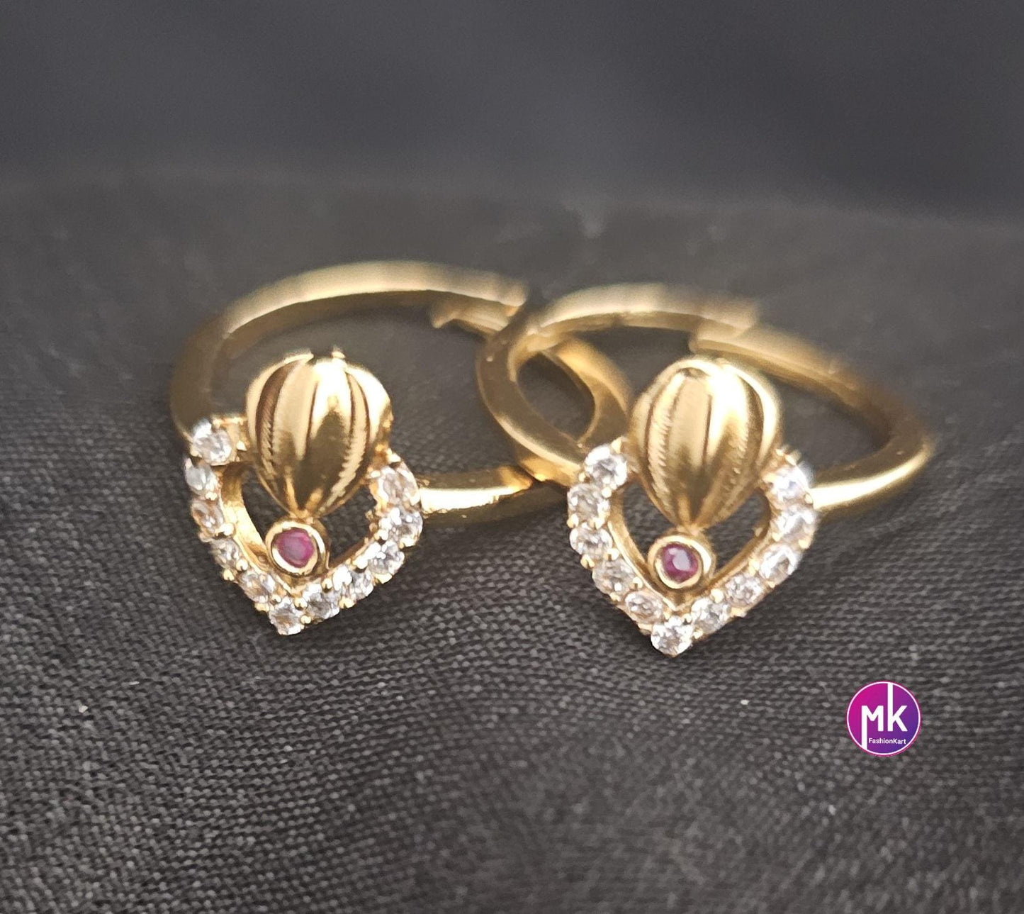 Matte gold finish Toe Ring with AD stones/Leg Finger Ring/Adjustable Toe Ring/Metti/-  MK Fashionkart - Indian Fashion Jewelry