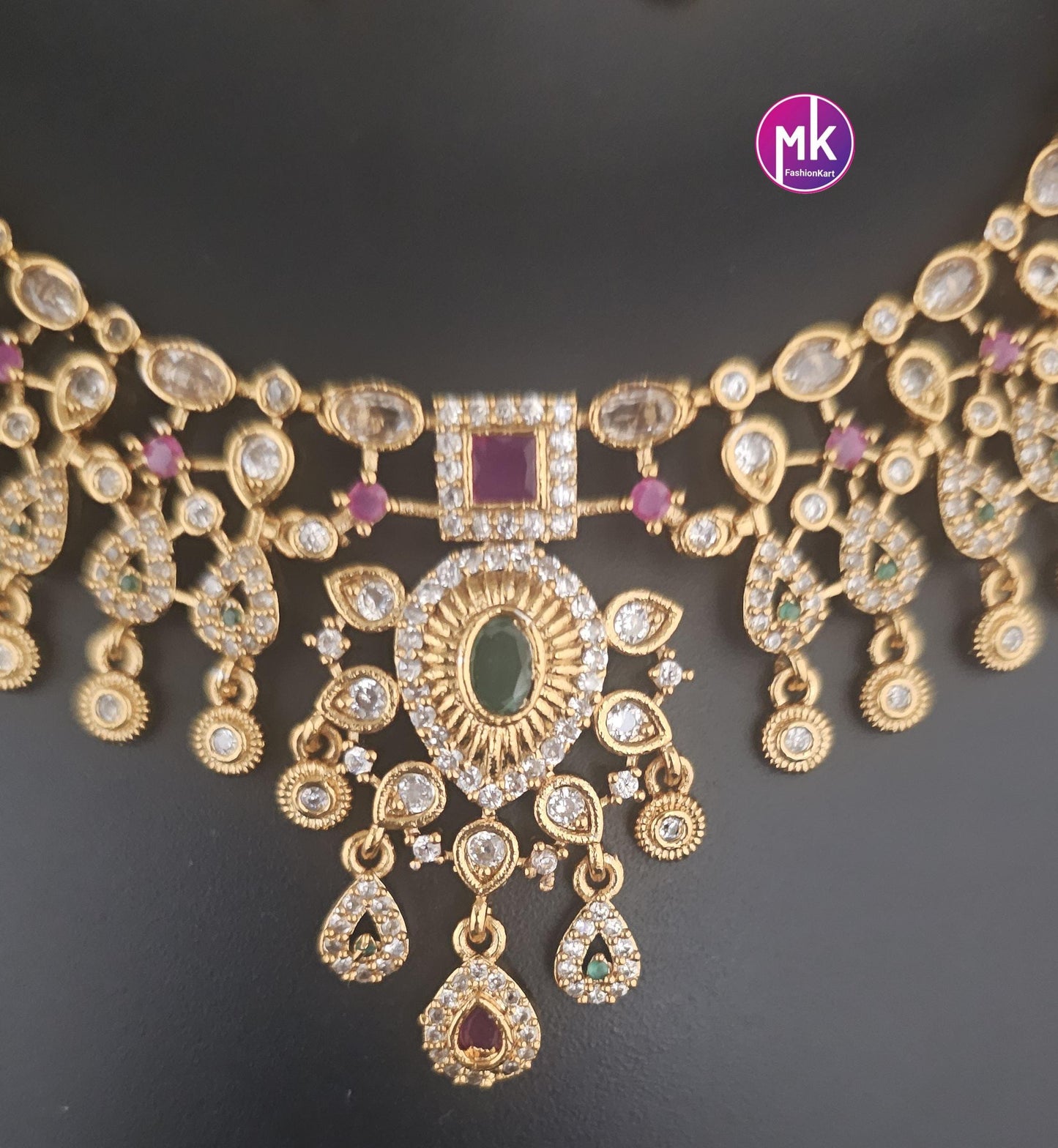 Premium Quality Matte finish Choker cum Necklace with Beautiful Earrings - MK Fashionkart - Fashion Jewelry