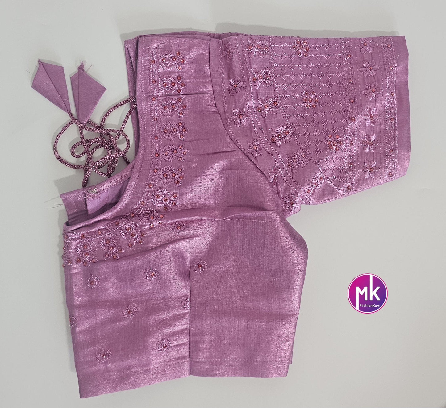 Pink Color Readymade Saree Blouse (BATCH 2) - Silk with Embroidery blouse - Size 38 (self alter Upto 2") - MK Fashionkart