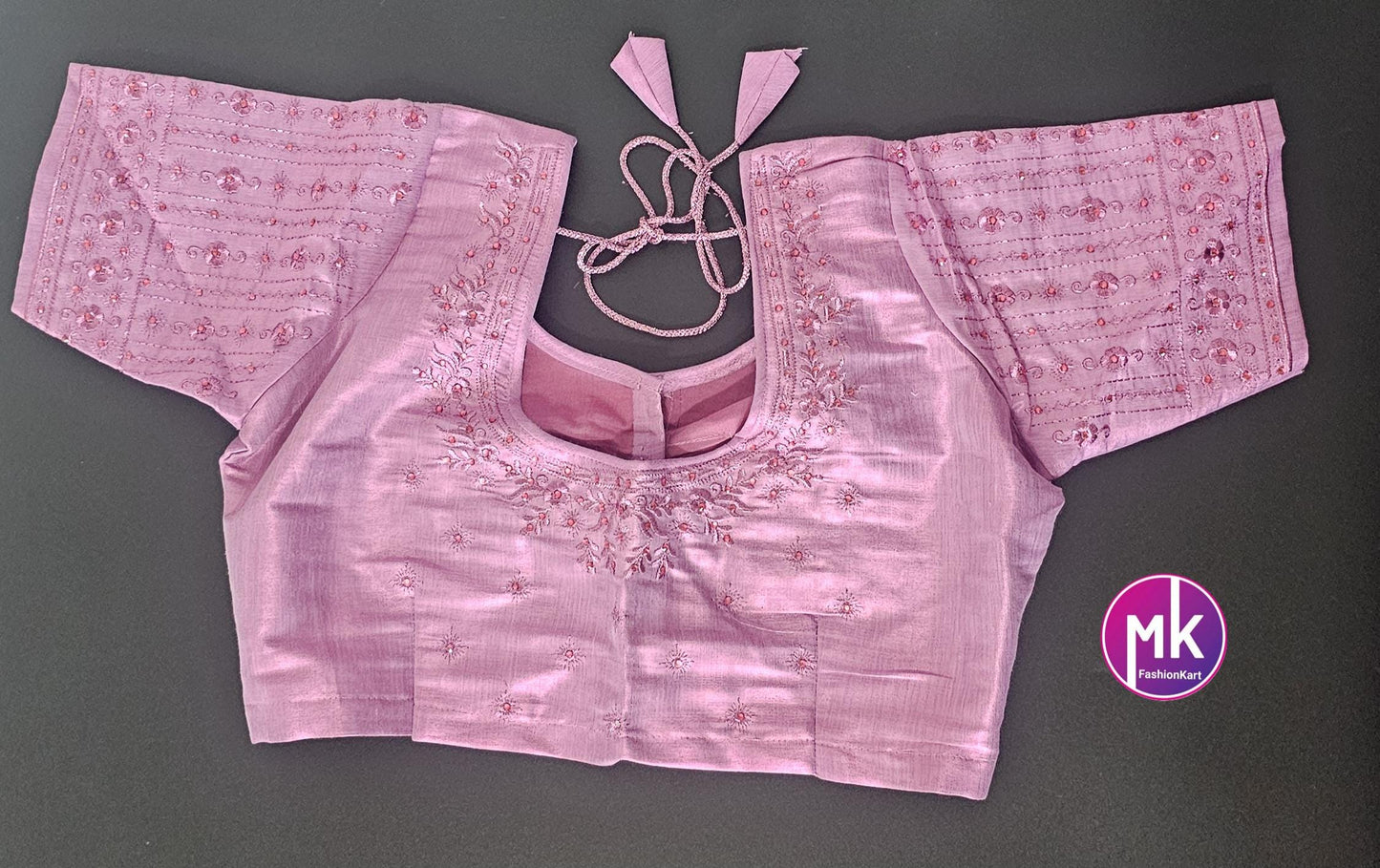 Pink Color Readymade Saree Blouse (BATCH 2) - Silk with Embroidery blouse - Size 38 (self alter Upto 2") - MK Fashionkart