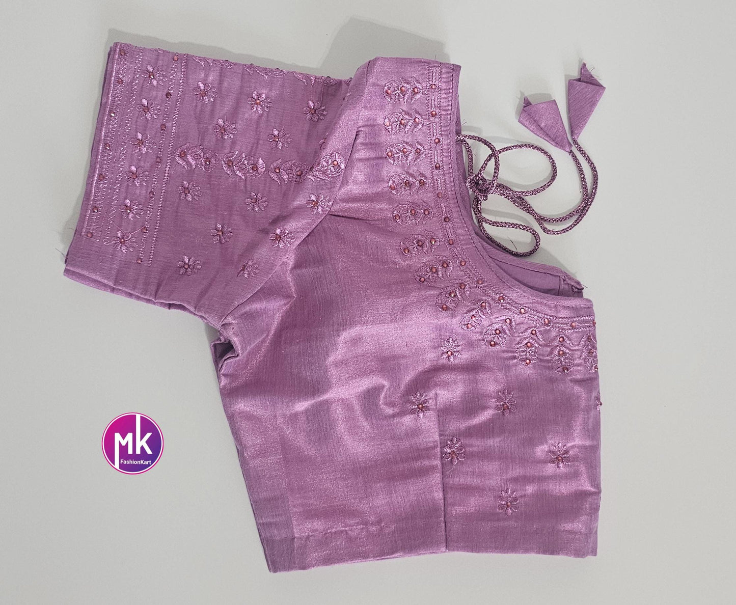 Pink Color Readymade Saree Blouse (BATCH 2) - Silk with Embroidery blouse - Size 40 (self alter Upto 2") - MK Fashionkart