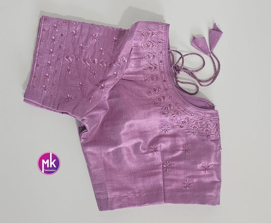 Pink Color Readymade Saree Blouse (BATCH 2) - Silk with Embroidery blouse - Size 40 (self alter Upto 2") - MK Fashionkart