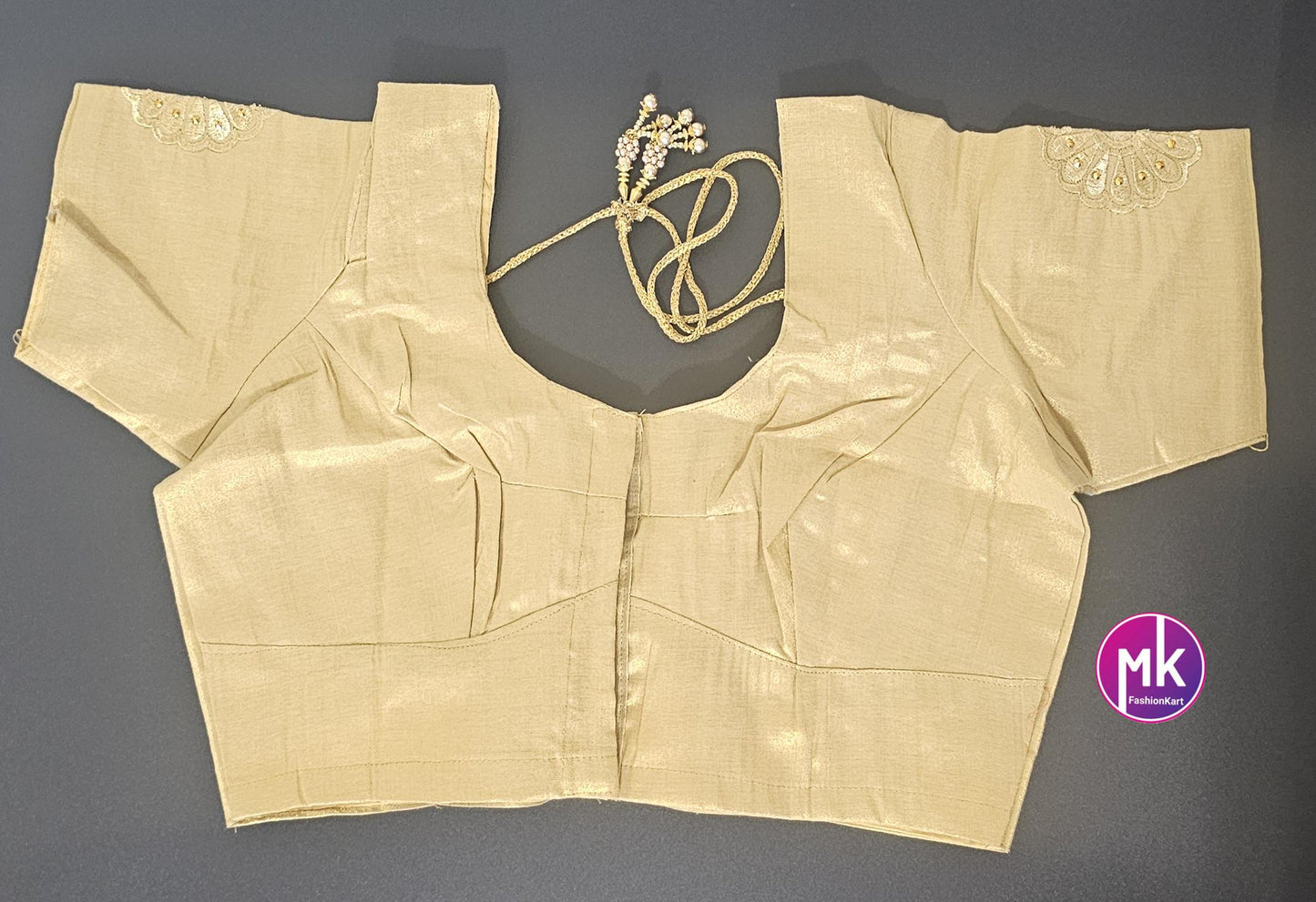 Golden Color Readymade Saree Blouse (BATCH 3) - Silk with Embroidery blouse - Size 36 - Saree/Lehenga Blouse - MK Fashionkart