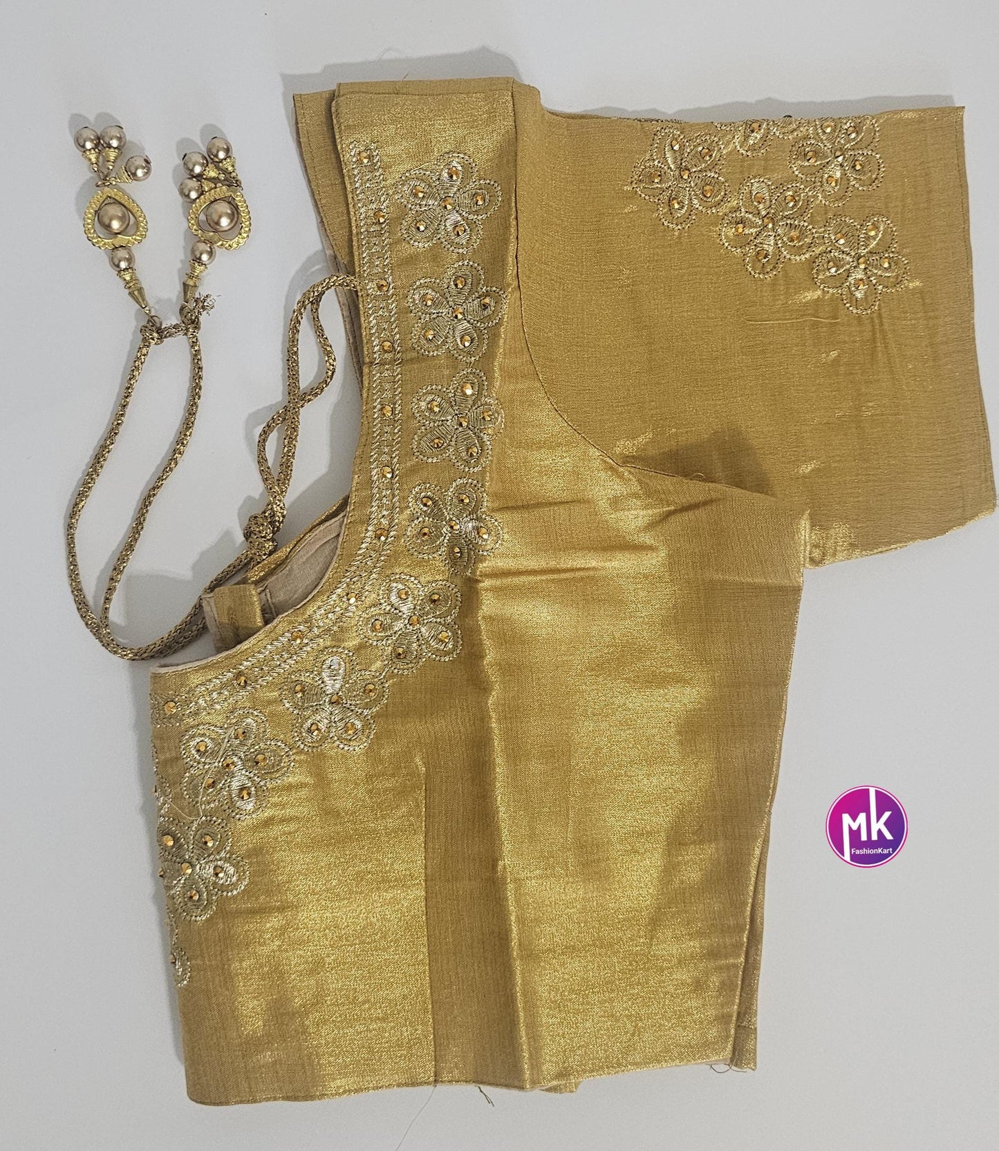 Golden Color Readymade Saree Blouse (BATCH 3) - Silk with Embroidery blouse - Size 36 - Saree/Lehenga Blouse - MK Fashionkart