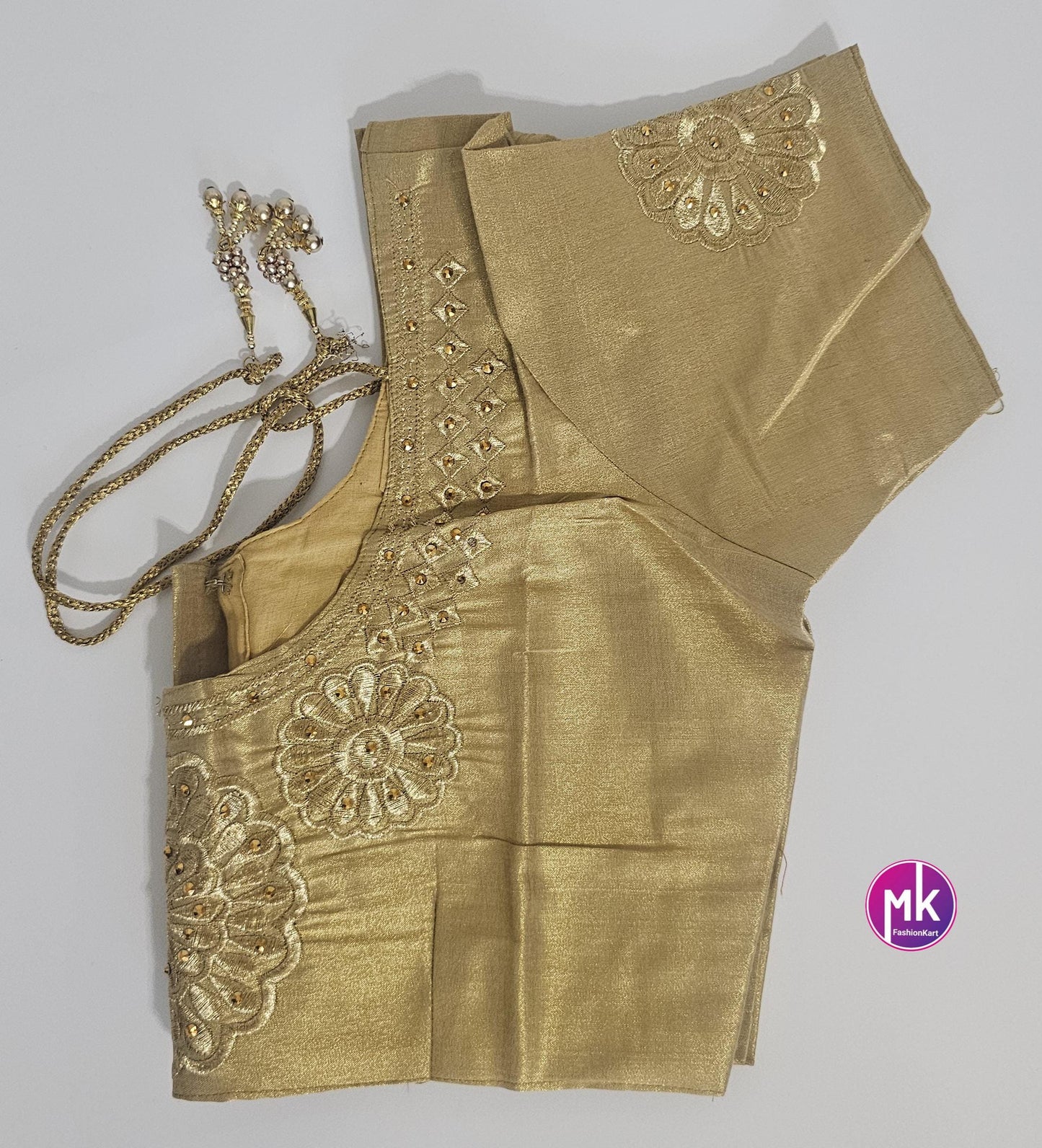 Golden Color Readymade Saree Blouse (BATCH 3) - Silk with Embroidery blouse - Size 36 - Saree/Lehenga Blouse - MK Fashionkart