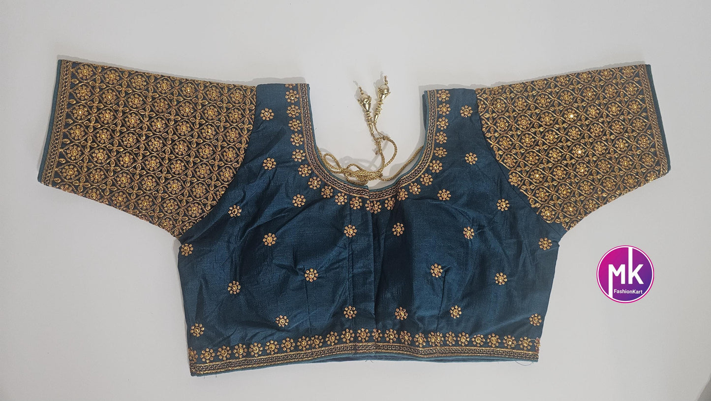 Readymade Saree Blouse - Silk base Embroidery Blouses for Saree/Lehenga - Size 38" and 40" - MK Fashionkart