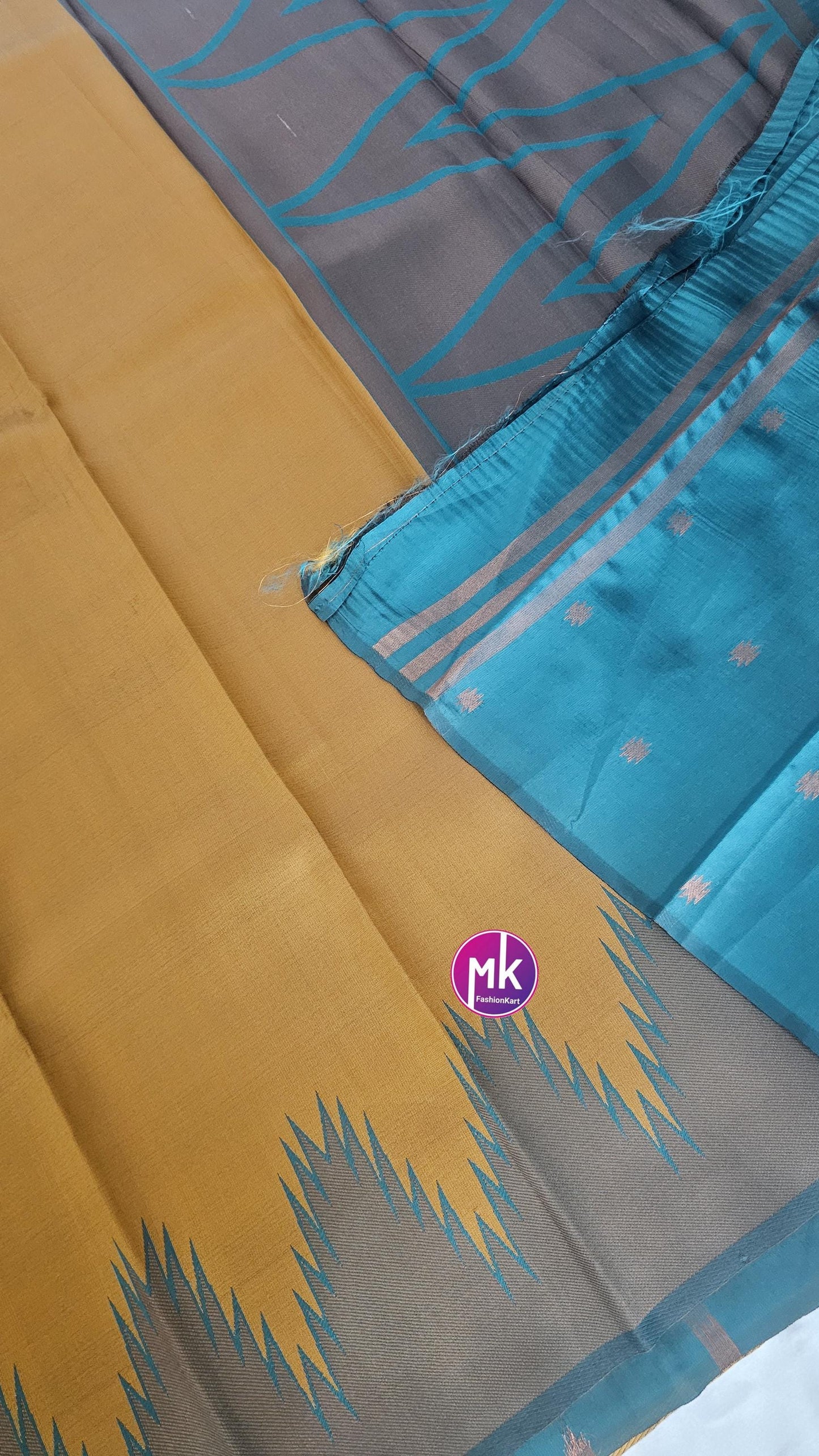 Gopuram Design fancy Art Silk Sarees with Running blouse - Saree with running blouse - Partywear Saree - MK Fashionkart