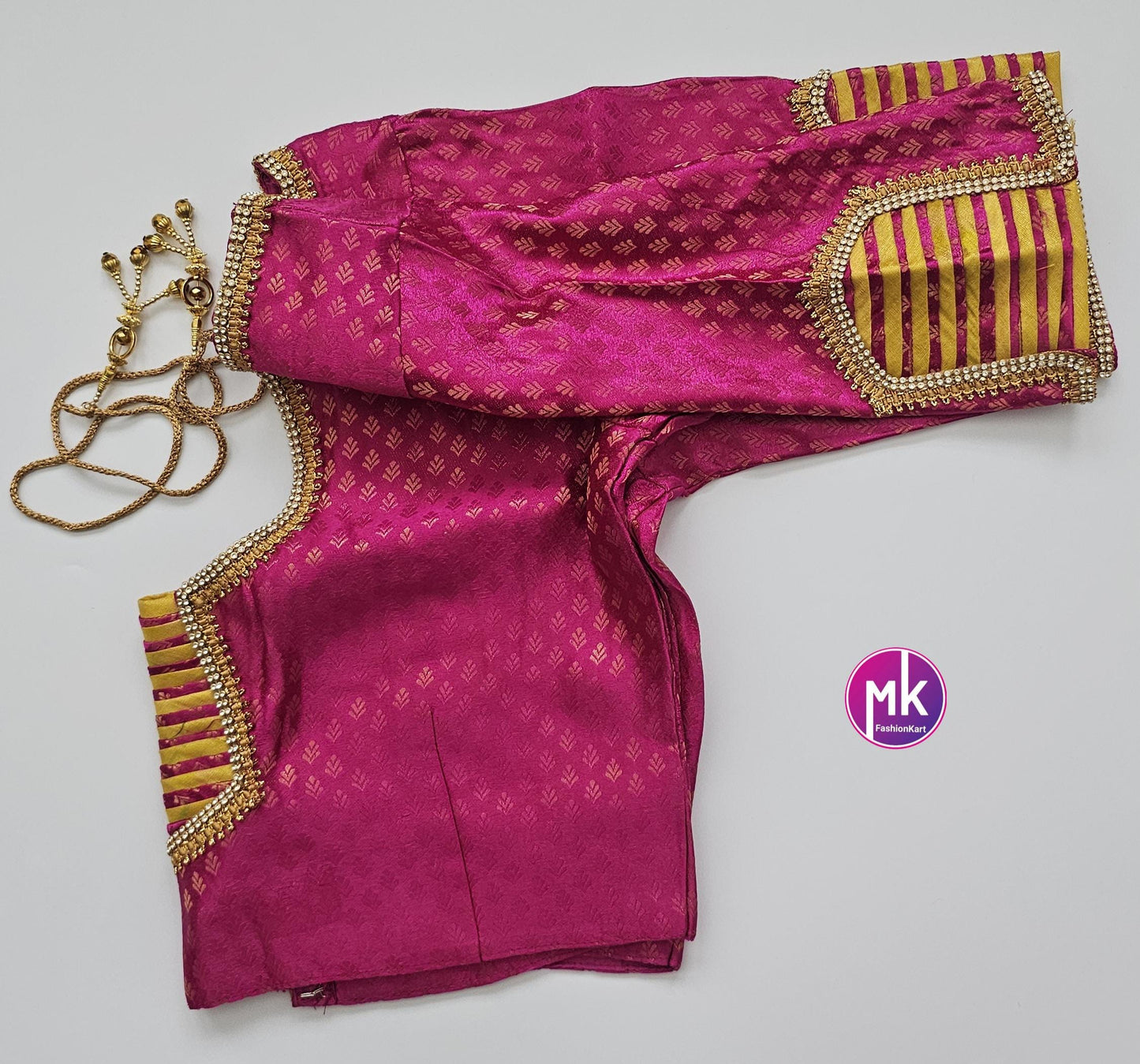 Readymade Saree Blouse - Diamond star Silk base Pattern work Blouses with Jari stone work - Saree/Lehenga blouse - Size 42" - MK Fashionkart