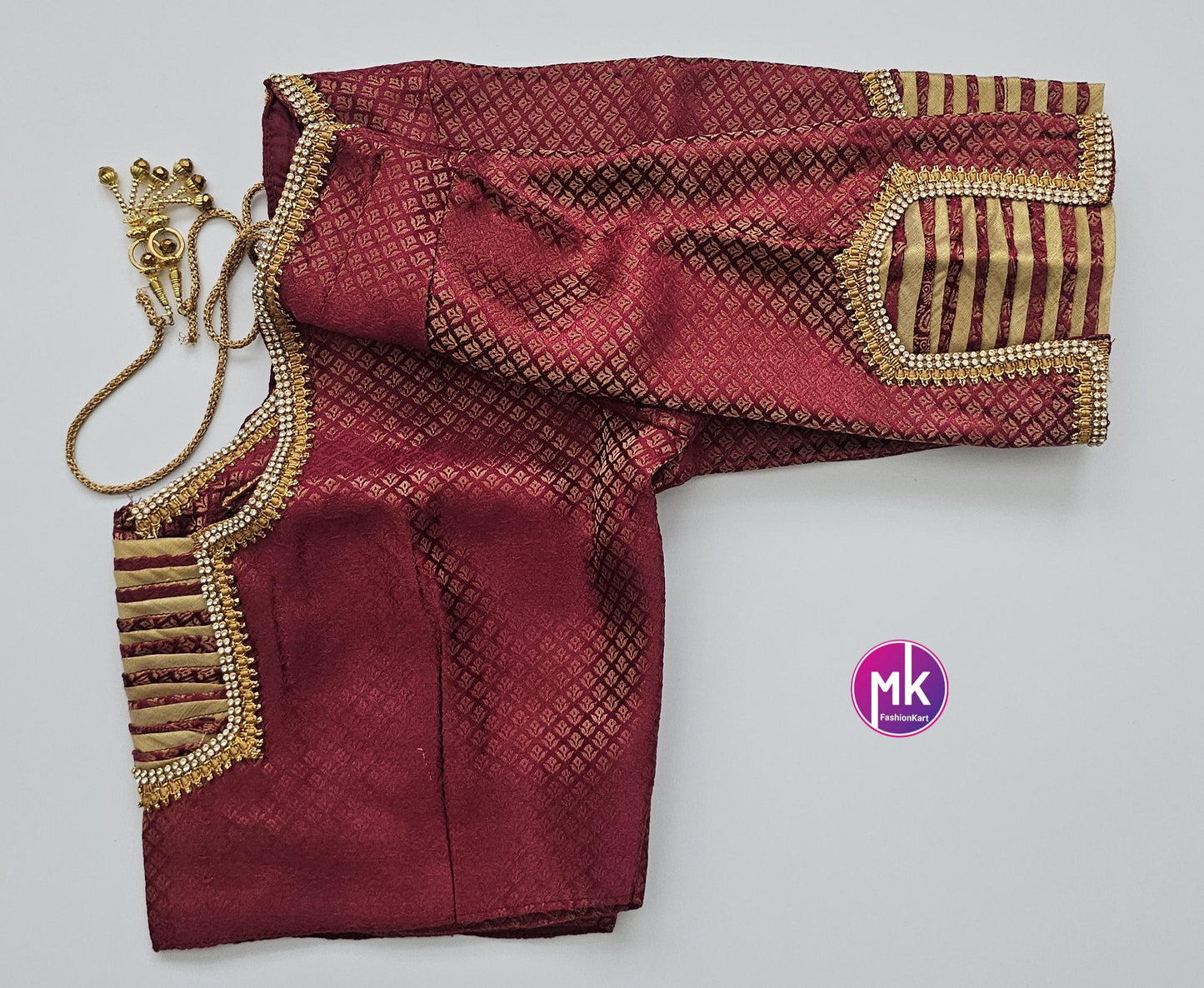 Readymade Saree Blouse - Diamond star Silk base Pattern work Blouses with Jari stone work - Saree/Lehenga blouse - Size 42" - MK Fashionkart
