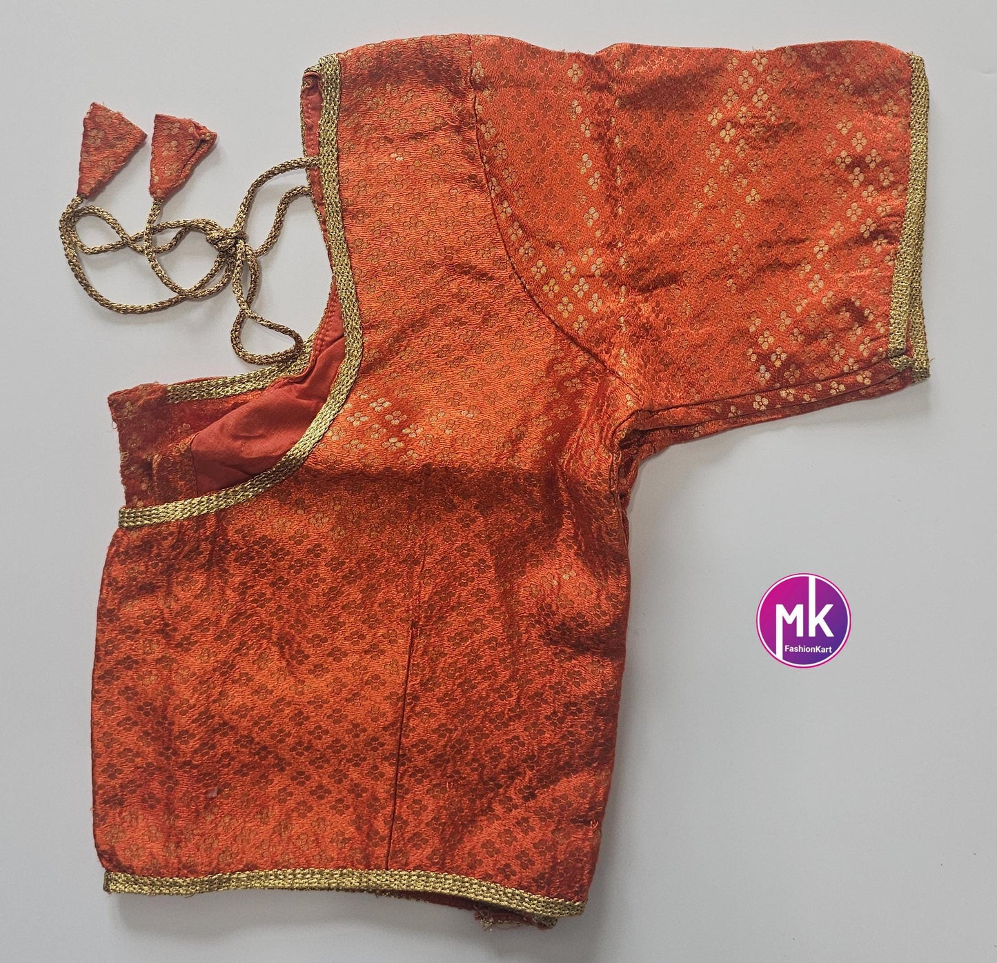 Readymade Saree Blouse/Lehenga Blouse (BATCH 2) - Vibrant colors brocade with Jari border blouse w lining - Size 38" -MK Fashionkart