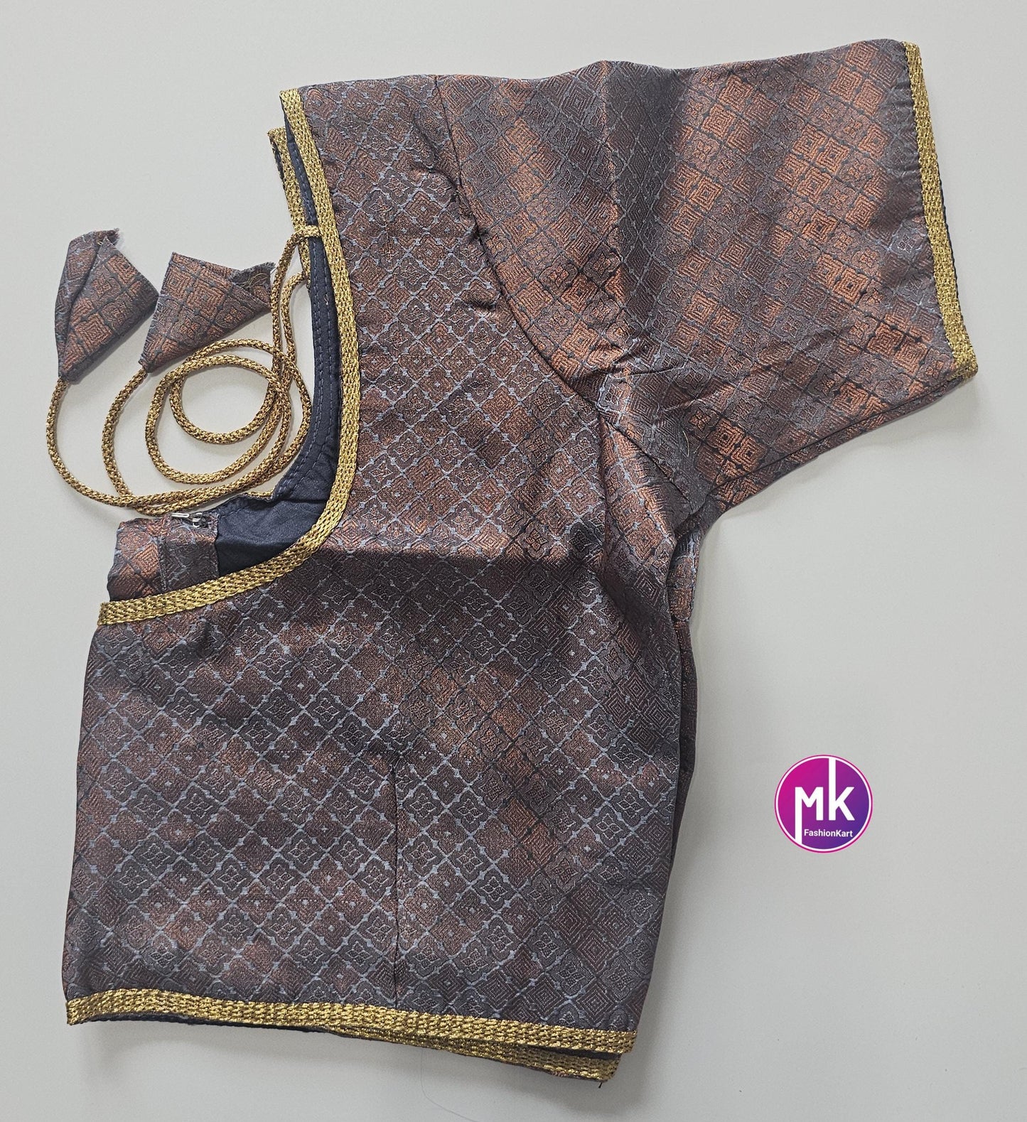 Readymade Saree Blouse/Lehenga Blouse (BATCH 2) - Vibrant colors brocade with Jari border blouse w lining - Size 38" -MK Fashionkart