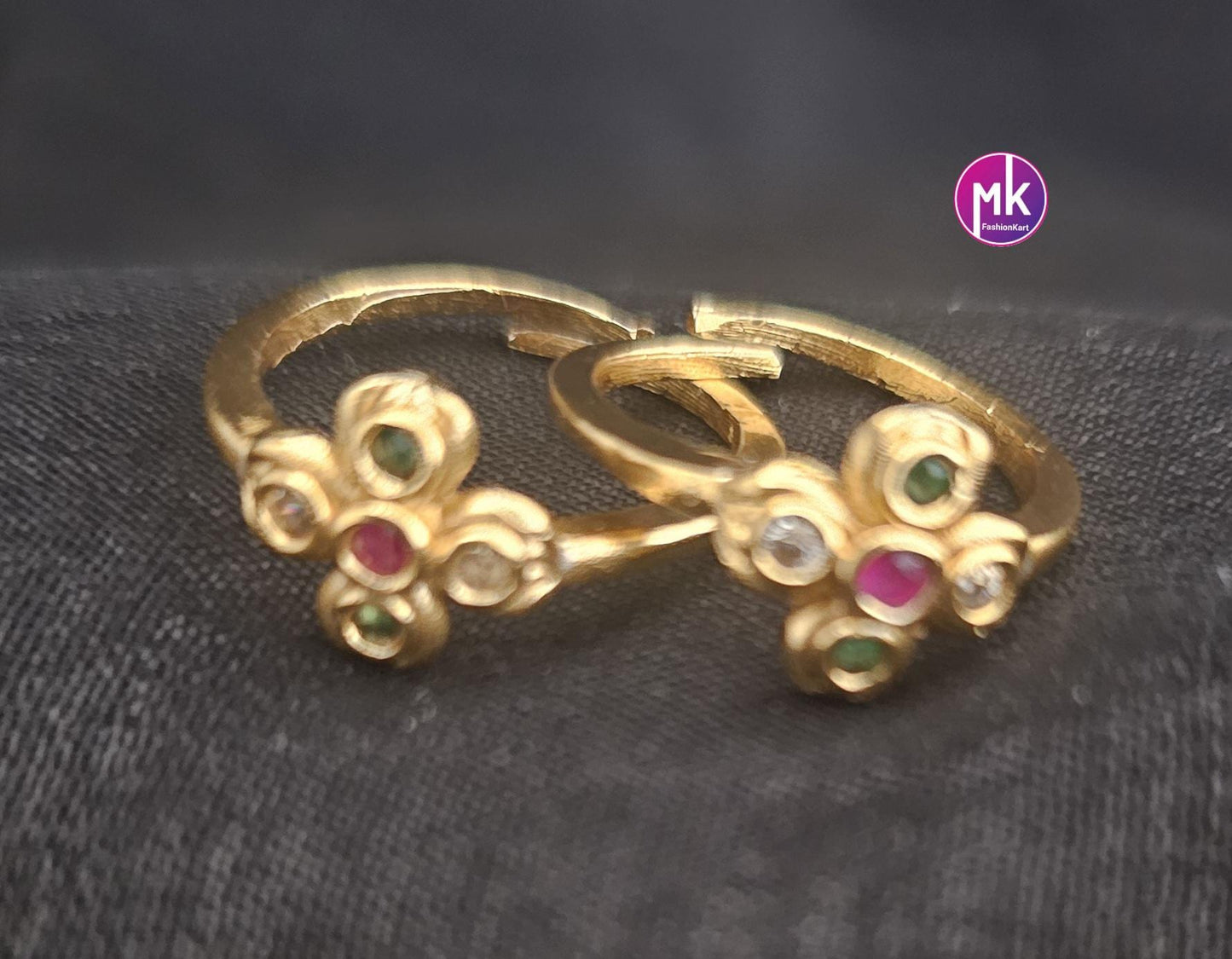Matte gold finish Toe Ring with AD stones/Leg Finger Ring/Adjustable Toe Ring/Metti/-  MK Fashionkart - Indian Fashion Jewelry