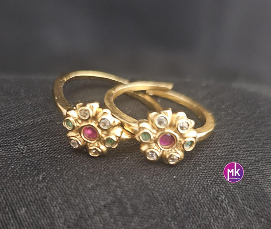 Matte gold finish Toe Ring with AD stones/Leg Finger Ring/Adjustable Toe Ring/Metti/-  MK Fashionkart - Indian Fashion Jewelry