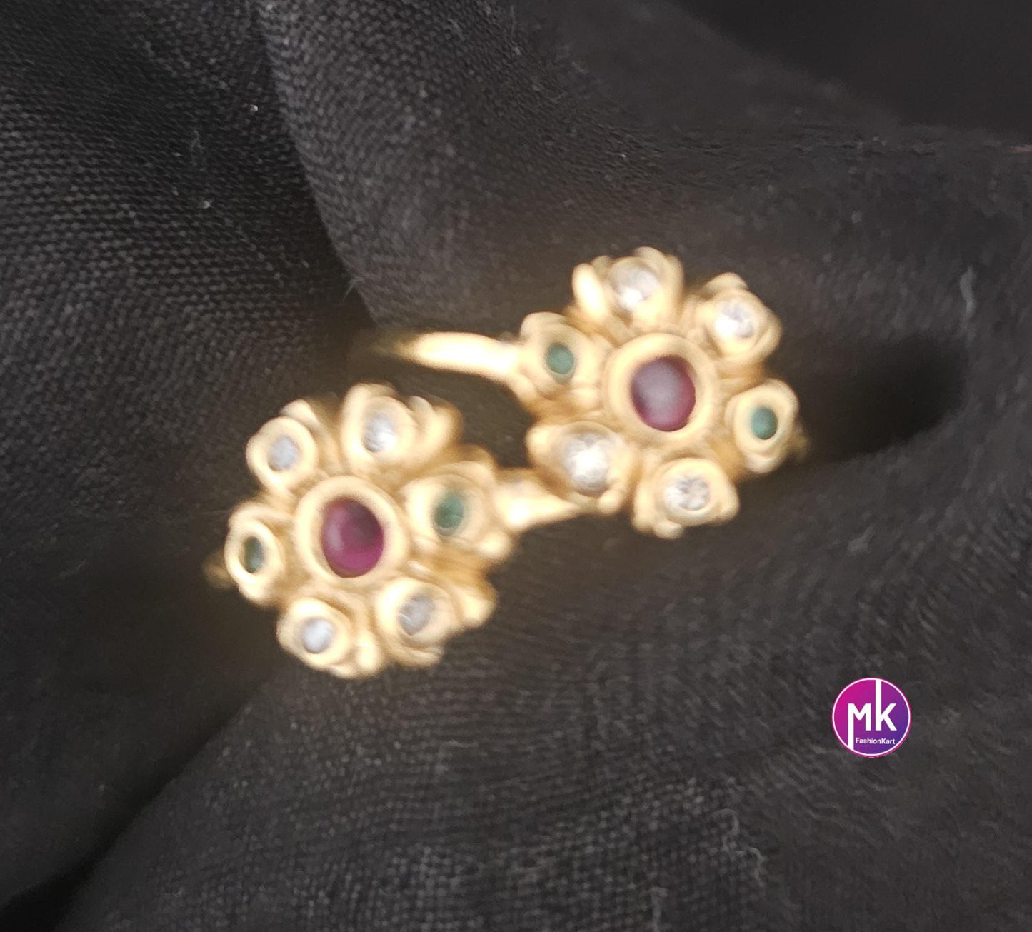 Matte gold finish Toe Ring with AD stones/Leg Finger Ring/Adjustable Toe Ring/Metti/-  MK Fashionkart - Indian Fashion Jewelry