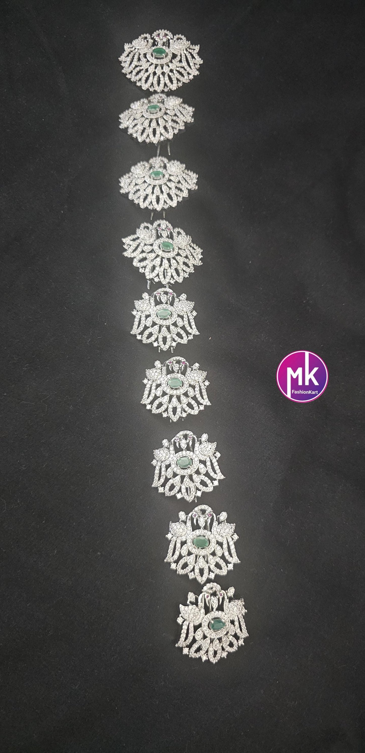 Celebrity Style Premium quality Emerald CZ/AD stone Jewelry - Bridal Combo set Wedding/Baby shower/Housewarming - MK Fashionkart